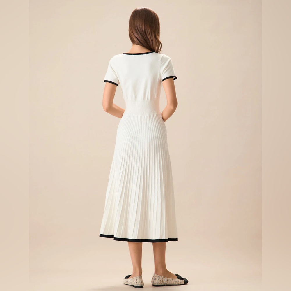 Rihoas Women's White Contrasting Sweater Midi Dress - Picture 3 of 10